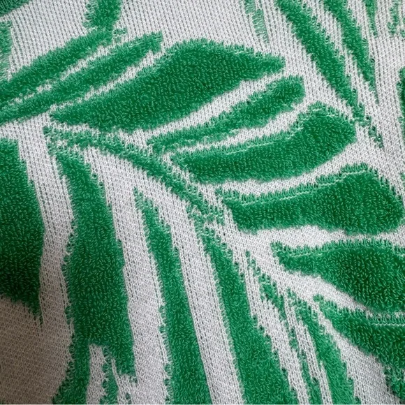 Cynthia Rowley Green White Leaf Print Tufted Cardigan Sweater Size XL Springtime - Picture 10 of 12